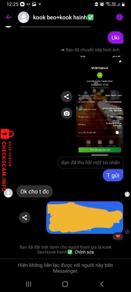 Αποδεικτικά στοιχεία κατά Trần Thị Mỹ Linh