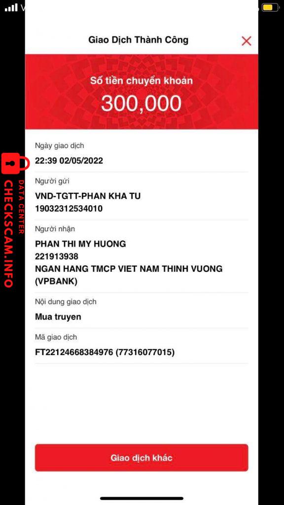 Bằng chứng chống lại Phan Thị Mỹ Hương