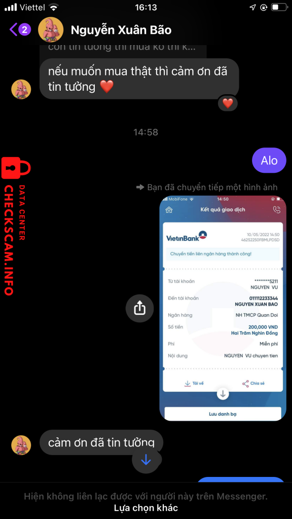 Preuves contre Nguyễn xuân bão