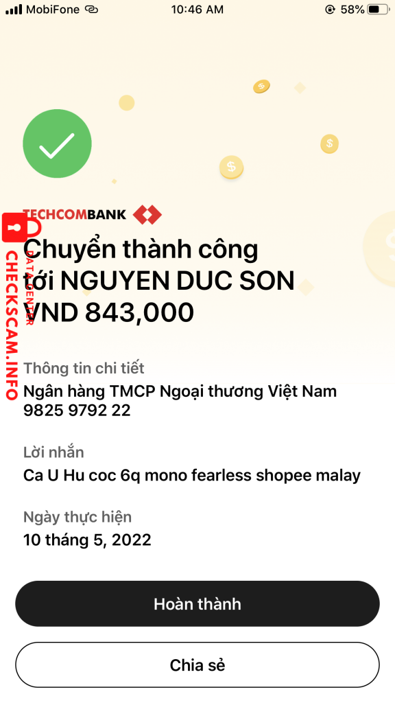 Preuves contre Nguyễn Đức Sơn