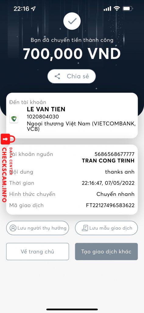 Αποδεικτικά στοιχεία κατά Lê Văn Tiến