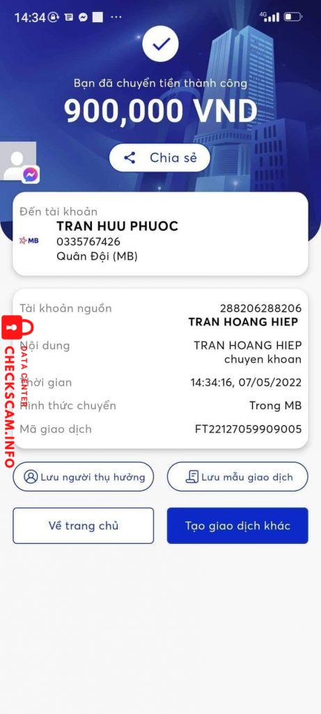 Доказательства против Tran Huu Phuoc
