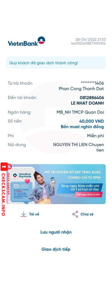 Доказательства против Lê nhật doanh