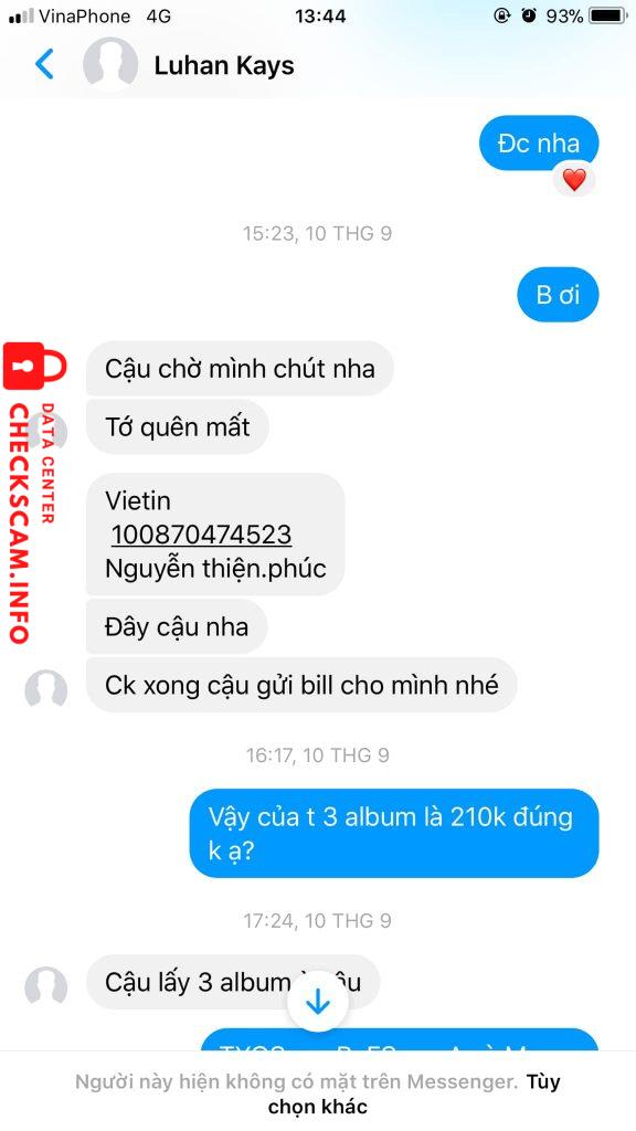 Доказательства против NGUYEN THIEN PHUC