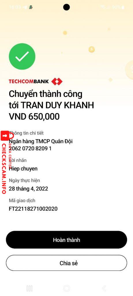 Bằng chứng chống lại Trần Duy Khánh