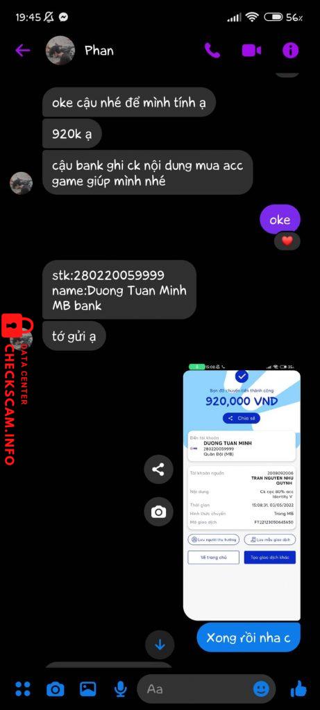 Preuves contre DUONG TUAN MINH