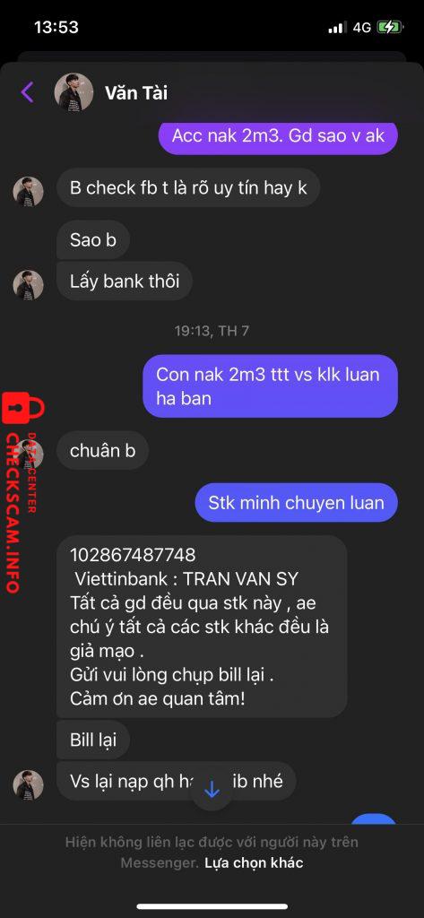 Αποδεικτικά στοιχεία κατά TRAN VAN SY