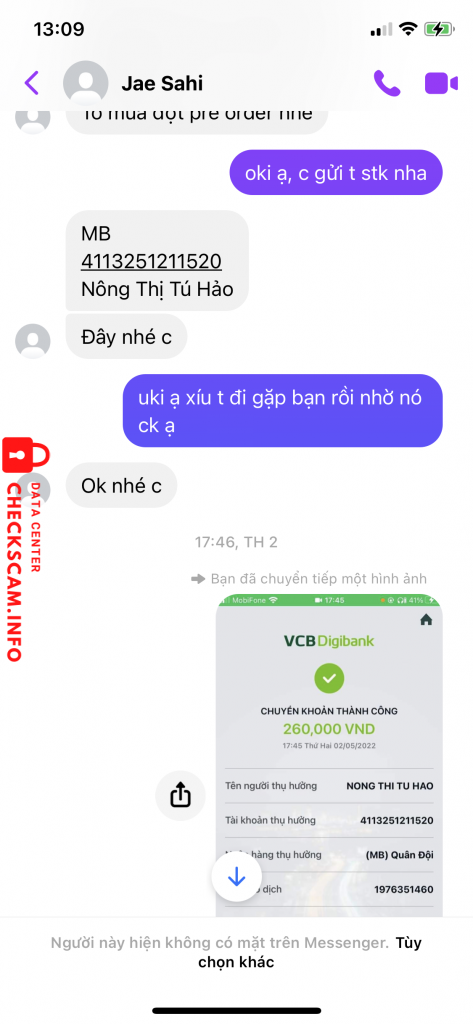Preuves contre Nông Thị Tú Hảo