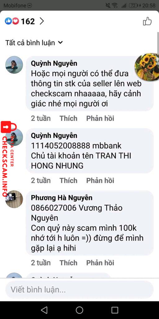 Preuves contre TRAN THI HONG NHUNG