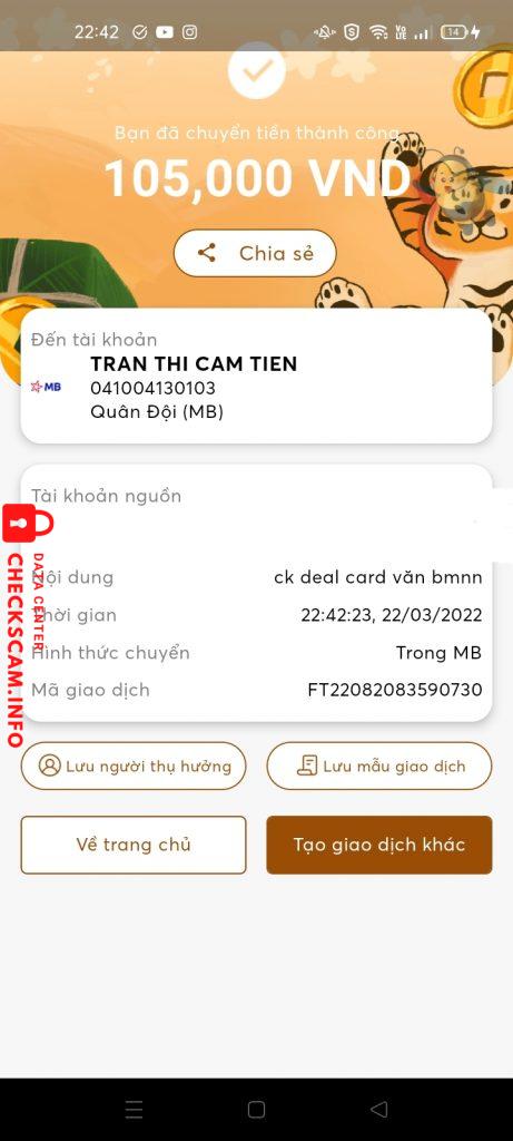 Preuves contre TRAN THI CAM TIEN