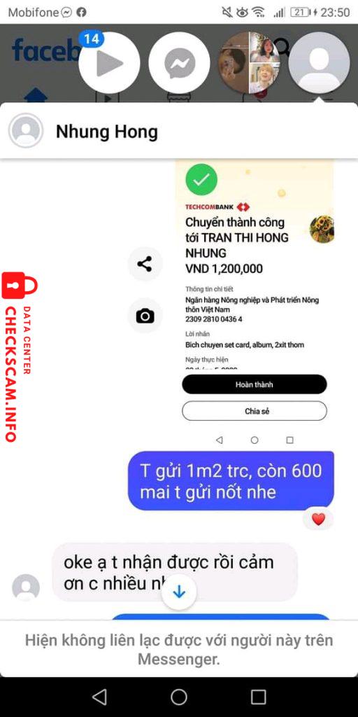 Bằng chứng chống lại Tran Thi Hong Nhung