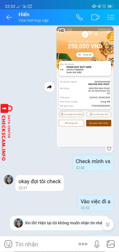 Preuves contre Phạm Đức Duy Hiển