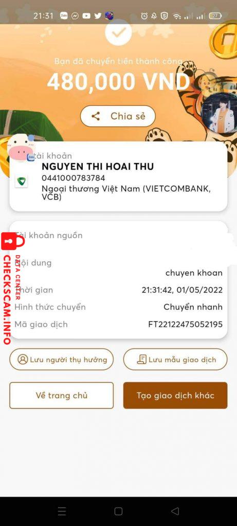 Bằng chứng chống lại NGUYEN THI HOAI THU