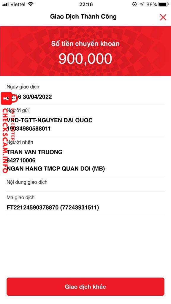 Preuves contre Tran Van Truong