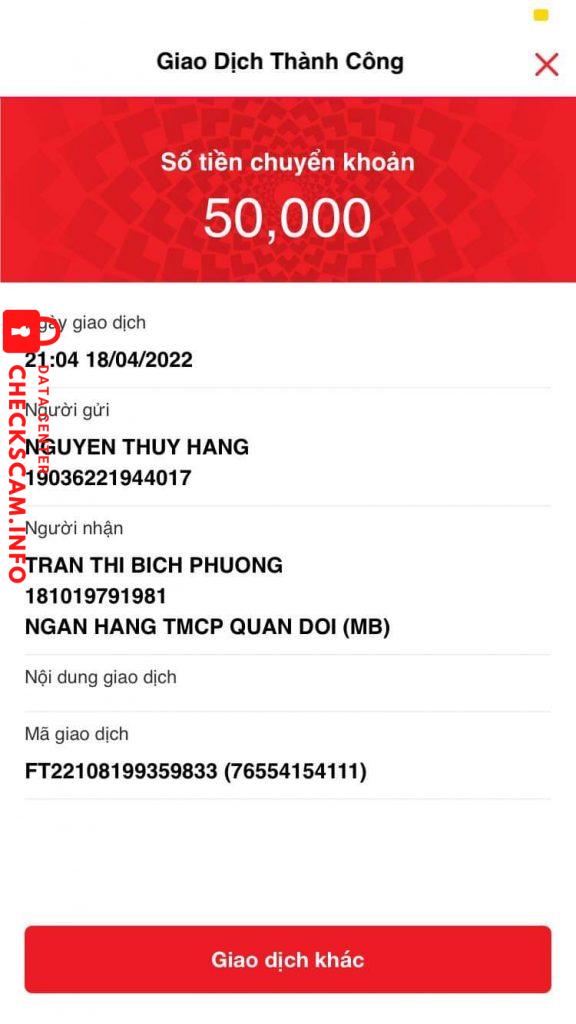 Bằng chứng chống lại Trần Thị Bích Phương