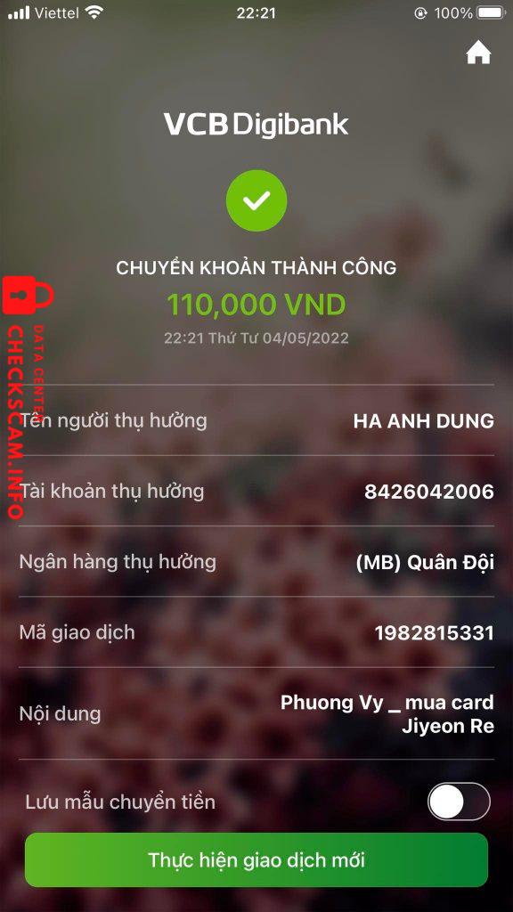 Bằng chứng chống lại HÀ ANH DŨNG