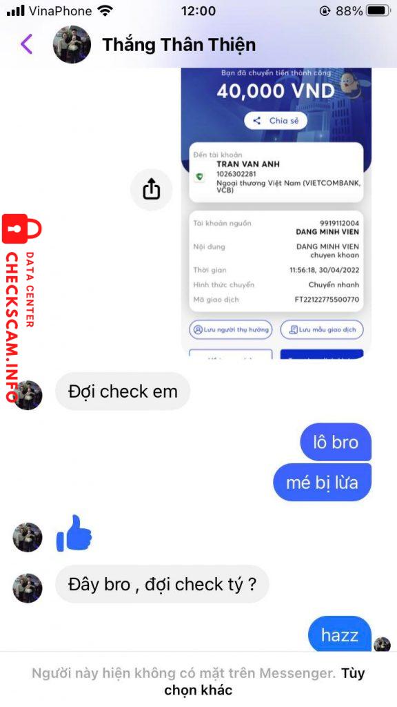 Bằng chứng chống lại Tran Van Anh