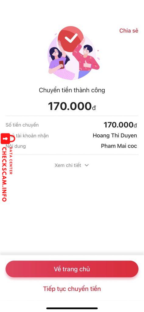 Bằng chứng chống lại Hoang Thi Duyen