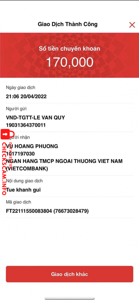 Bằng chứng chống lại Vu Hoang Phuong