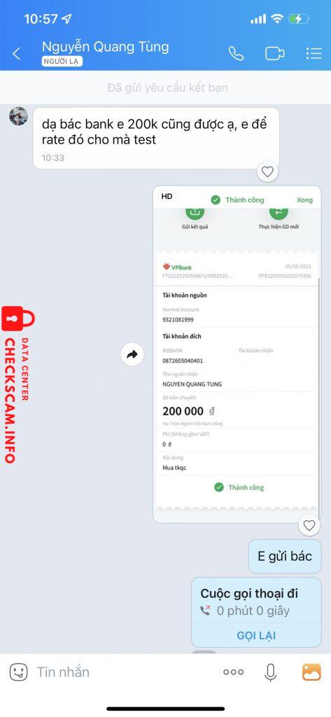 Bằng chứng chống lại Nguyen Quang Tung