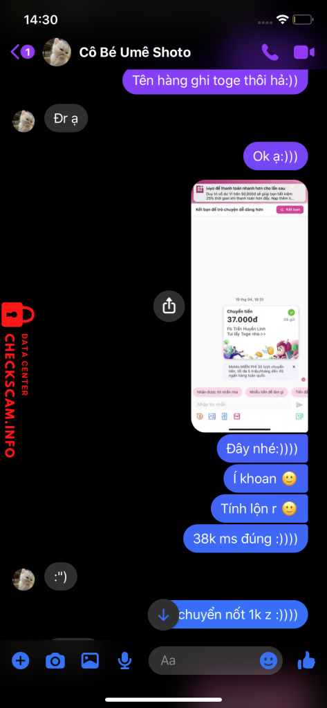 Bằng chứng chống lại LE THI THUY TRANG