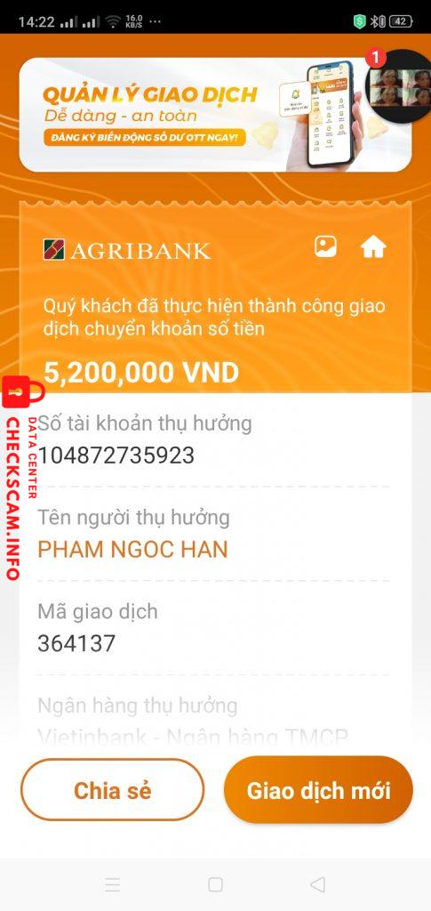 Bằng chứng chống lại PHAM NGOC HAN