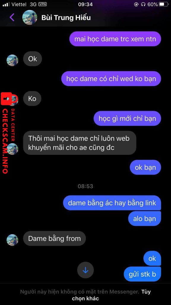 Bằng chứng chống lại BUI TRUNG HIEU