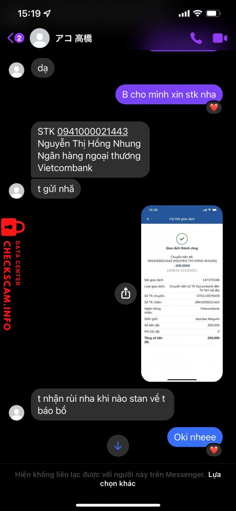 Bằng chứng chống lại Nguyen Thi Hong Nhung