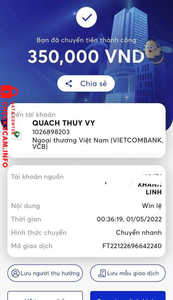 Bằng chứng chống lại QUÁCH THUÝ VY