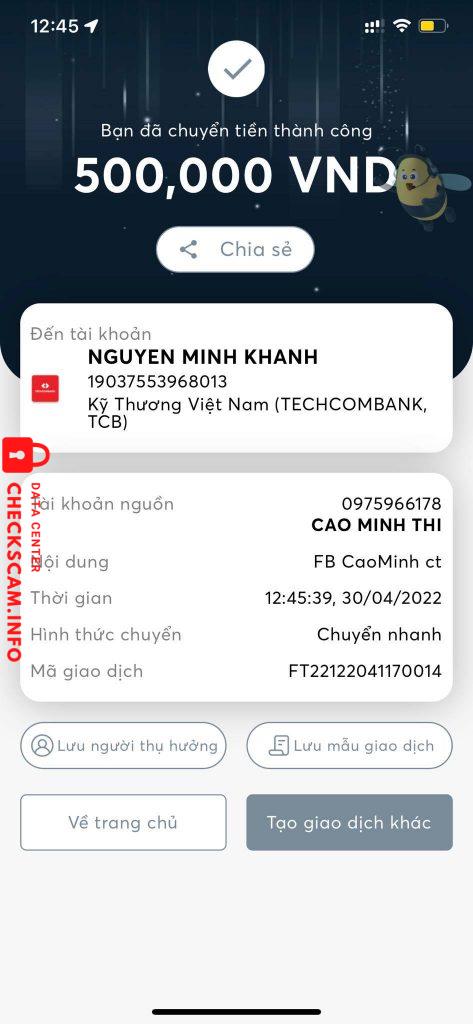 Bằng chứng chống lại NGUYEN MINH KHANH
