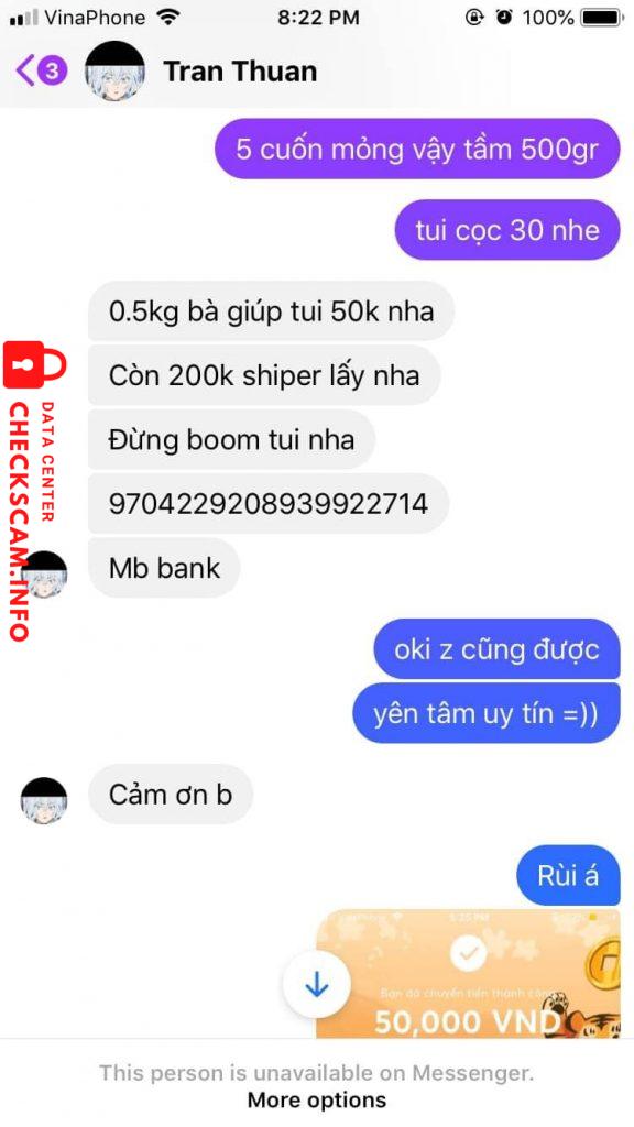 Bằng chứng chống lại TRAN MINH THUAN