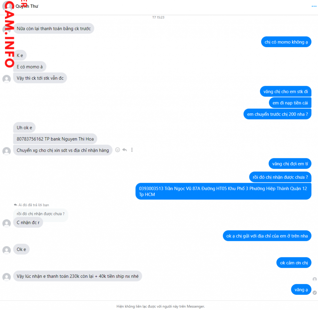 Bằng chứng chống lại Nguyen Thi Hoa