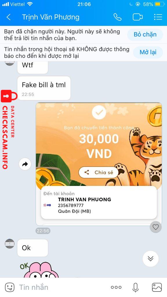 Bằng chứng chống lại Trịnh Văn Phương