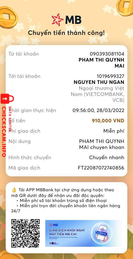Bằng chứng chống lại NGUYEN THU NGAN