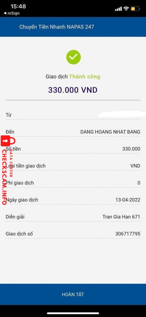 Bằng chứng chống lại Đặng Hoàng Nhật Băng