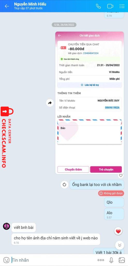 Bằng chứng chống lại Nguyễn Minh Hiếu