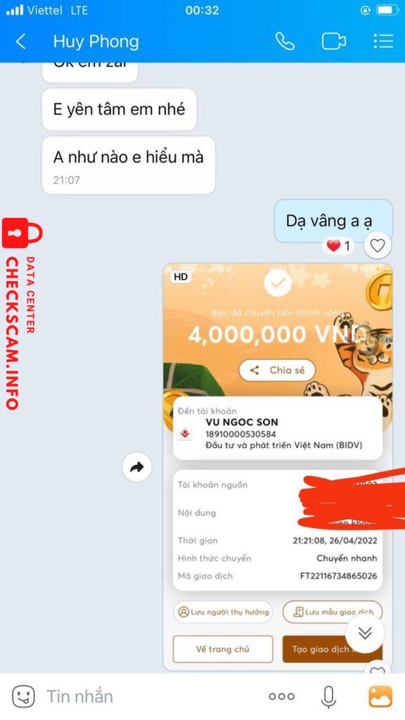 Bằng chứng chống lại VU NGOC SON