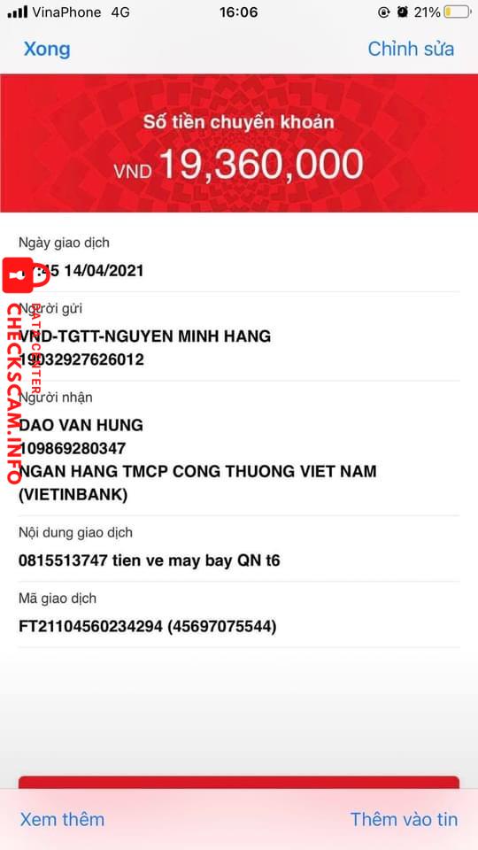 Bằng chứng chống lại Đào Văn Hùng