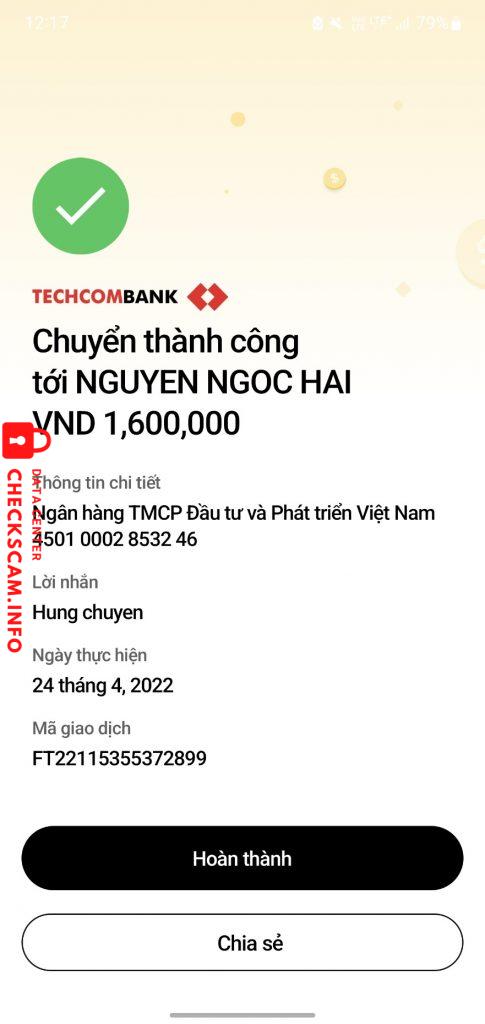 Bằng chứng chống lại NGUYEN NGOC HAI