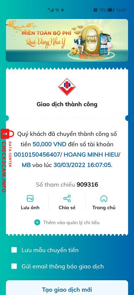 Bằng chứng chống lại Hoang Minh Hieu