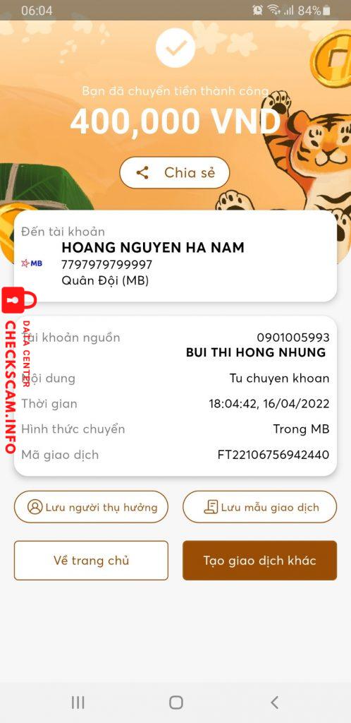Bằng chứng chống lại Hoang nguyen ha nam