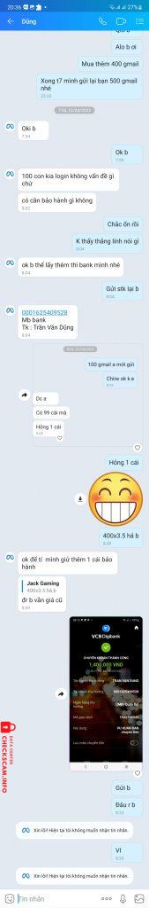 Bằng chứng chống lại TRAN VAN DUNG