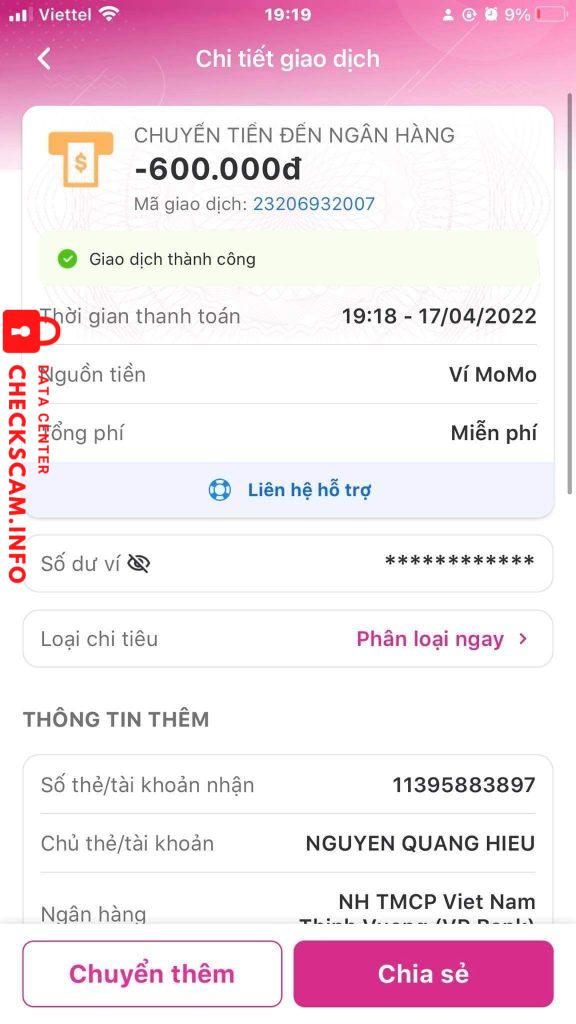 Bằng chứng chống lại Nguyen Quang Hieu