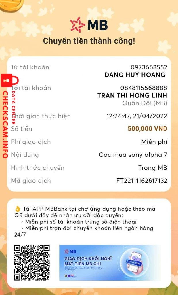 Bằng chứng chống lại Tran Thi Hong Linh