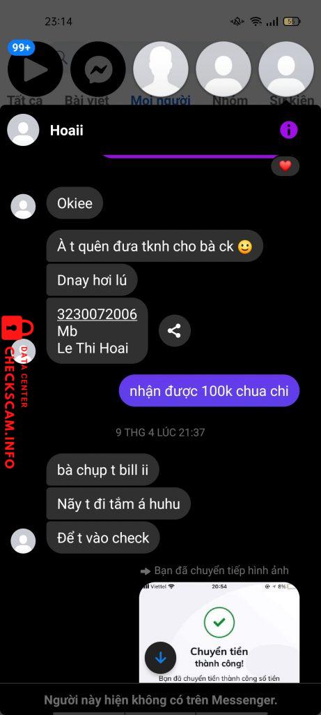 Bằng chứng chống lại LÊ THỊ HOÀI