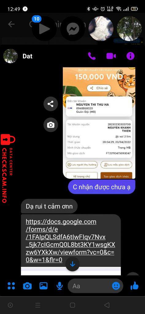 Bằng chứng chống lại Nguyễn Thị Thu Hà