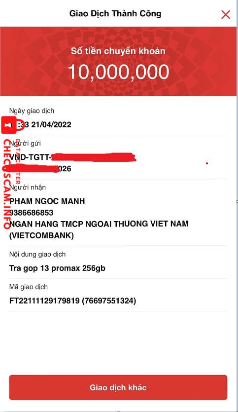 Bằng chứng chống lại Phạm Ngọc Mạnh