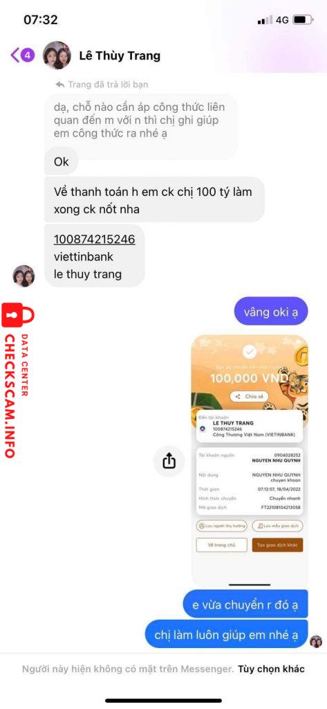 Preuves contre Le Thuy Trang