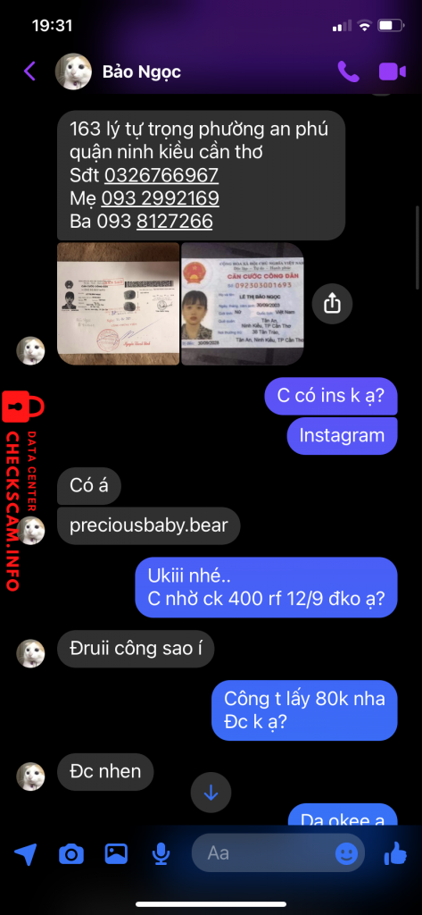 Preuves contre LE THI BAO NGOC