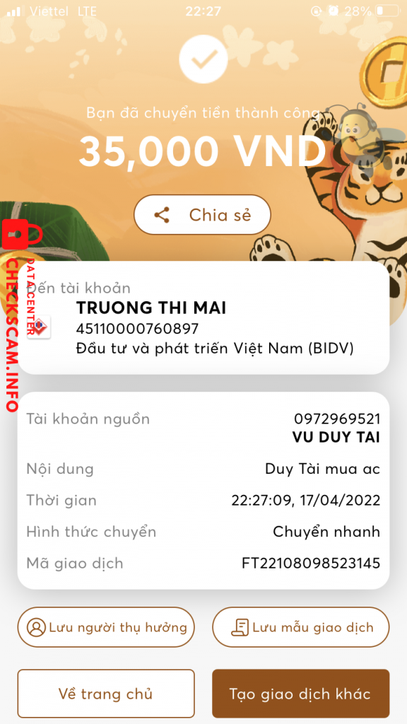 Preuves contre Trường Thị Mai